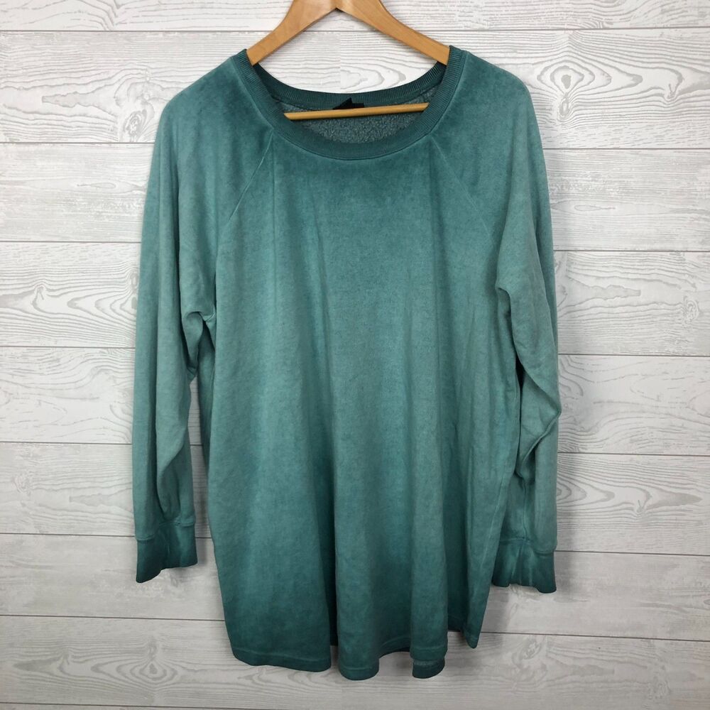 Torrid Womens 2X Long Sleeve Ombre Sweatshirt Pullover Green Cotton Blend Casual